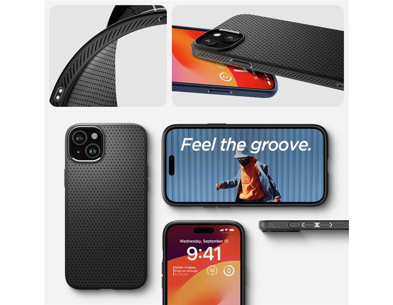 Spigen Liquid Air, zaštitna maska za telefon, mat crna - iPhone 15 (ACS06790)