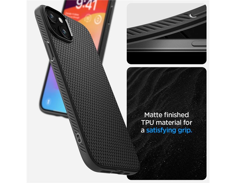 Spigen Liquid Air, zaštitna maska za telefon, mat crna - iPhone 15 (ACS06790)
