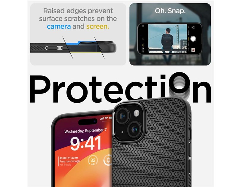 Spigen Liquid Air, zaštitna maska za telefon, mat crna - iPhone 15 (ACS06790)