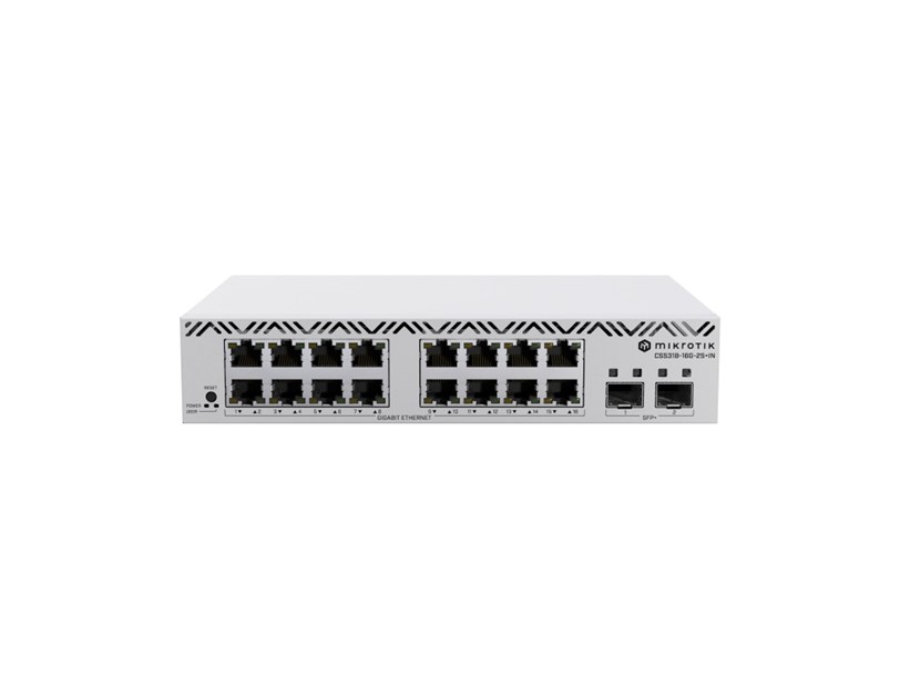 MikroTik Cloud Smart Switch CSS318-16G-2S+IN with 16 x Gigabit Ethernet ports, 2 x SFP+ cages, SwOS, desktop kućište, PSU