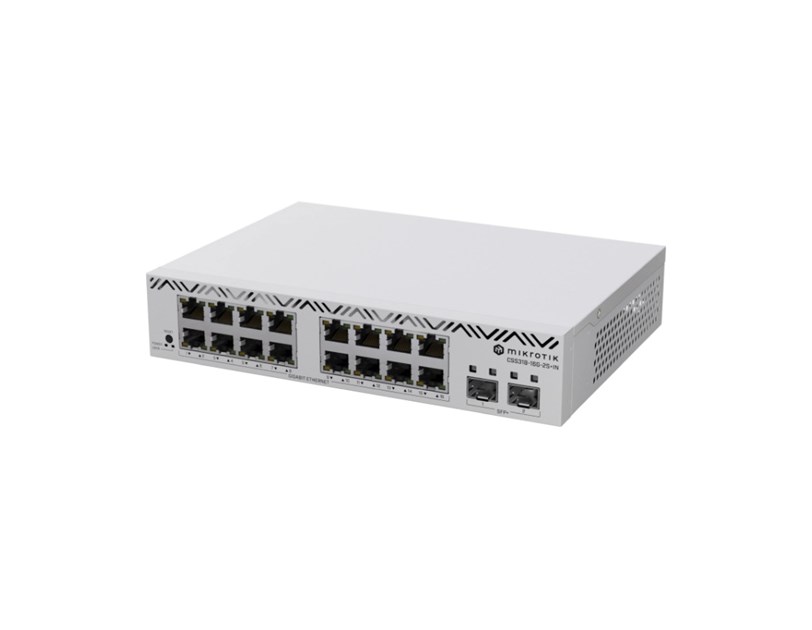 MikroTik Cloud Smart Switch CSS318-16G-2S+IN with 16 x Gigabit Ethernet ports, 2 x SFP+ cages, SwOS, desktop kućište, PSU
