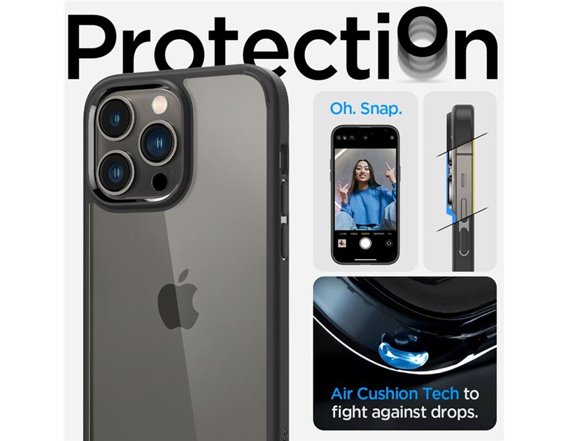 Spigen Ultra Hybrid, zaštitna maska za telefon, mat crna - iPhone 14 Pro Max