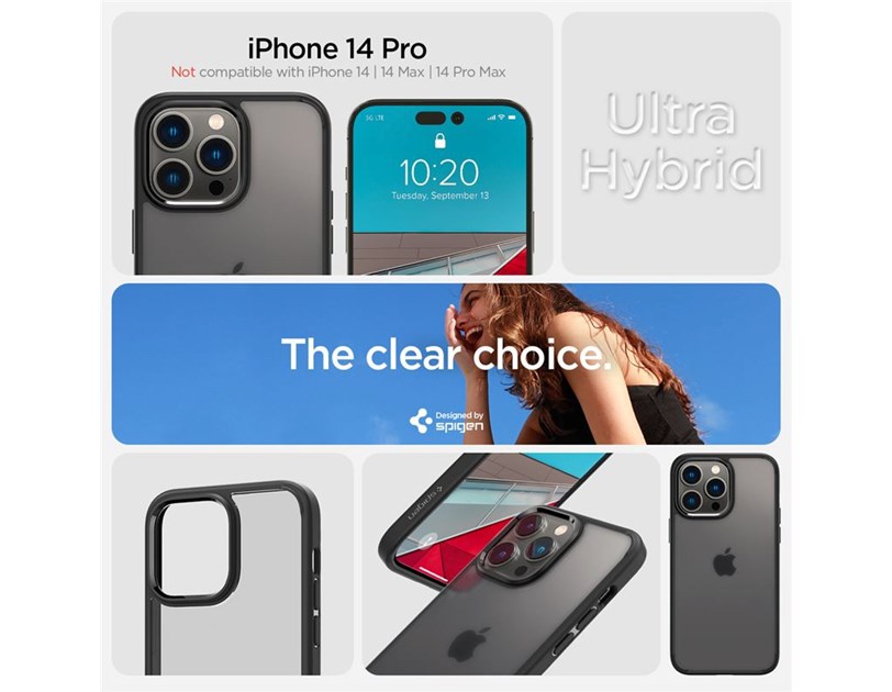 Spigen Ultra Hybrid, zaštitna maska za telefon, crna - iPhone 14 Pro