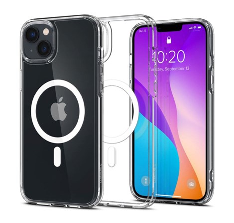 Spigen Crystal Hybrid MagSafe, zaštitna maska za telefon, prozirno-bijela - iPhone 14 Plus (ACS04656)