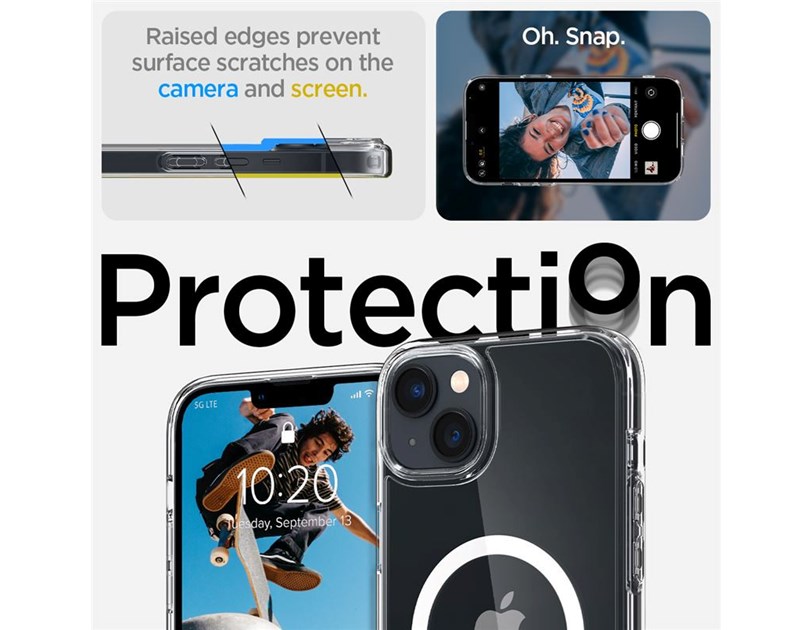 Spigen Crystal Hybrid MagSafe, zaštitna maska za telefon, prozirno-bijela - iPhone 14 Plus (ACS04656)