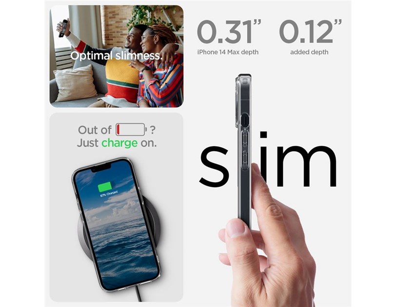 Spigen Crystal Hybrid MagSafe, zaštitna maska za telefon, prozirno-bijela - iPhone 14 Plus (ACS04656)