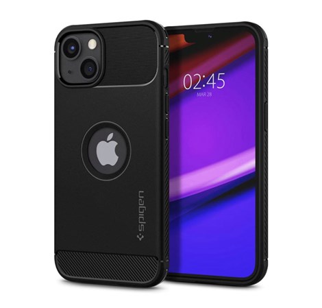 Spigen Rugged Armor, zaštitna maska za telefon, mat crna - iPhone 13