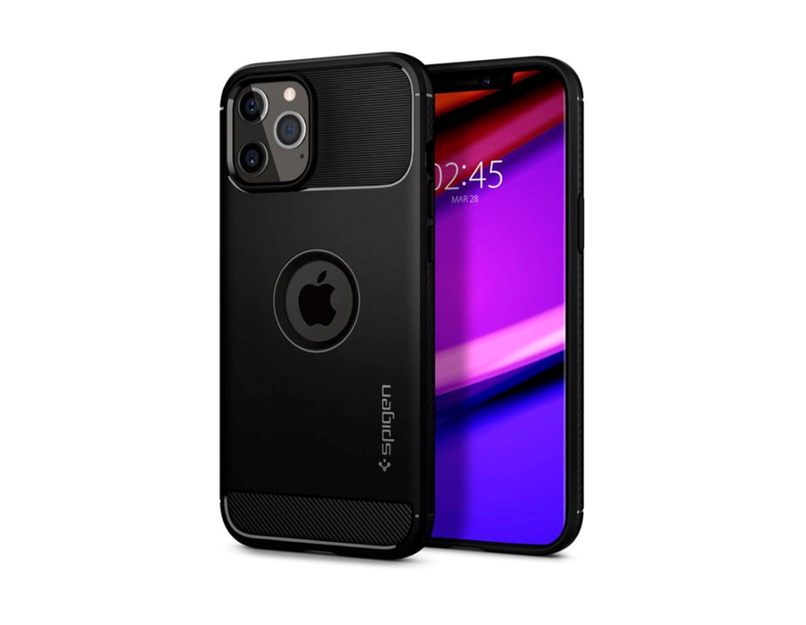 Spigen Rugged Armor, zaštitna maska za telefon, crna - iPhone 12/Pro