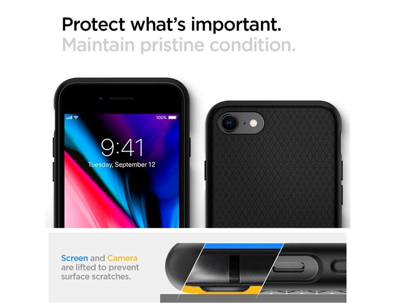 Spigen Liquid Air, zaštitna maska za telefon, crna - iPhone SE (2022/2020)/8/7 (042CS20511)