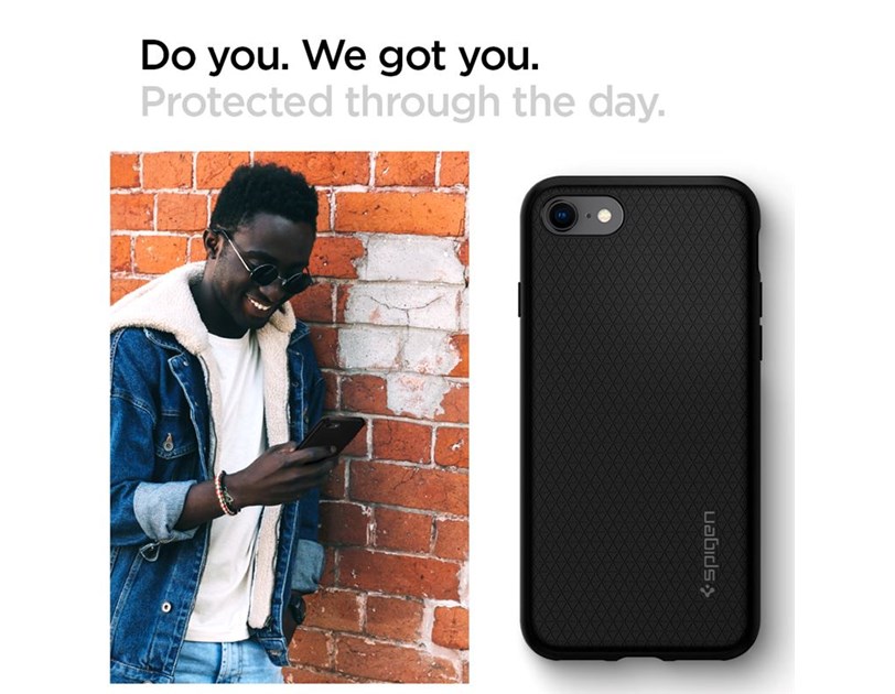 Spigen Liquid Air, zaštitna maska za telefon, crna - iPhone SE (2022/2020)/8/7 (042CS20511)