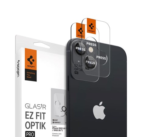 Spigen Glass EZ Fit Optik Pro, zaštitno staklo za kameru telefona, 2 kom, crno - iPhone 14/iPhone 14 Plus (AGL05213)
