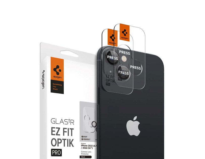 Spigen Glass EZ Fit Optik Pro, zaštitno staklo za kameru telefona, 2 kom, crno - iPhone 14/iPhone 14 Plus (AGL05213)