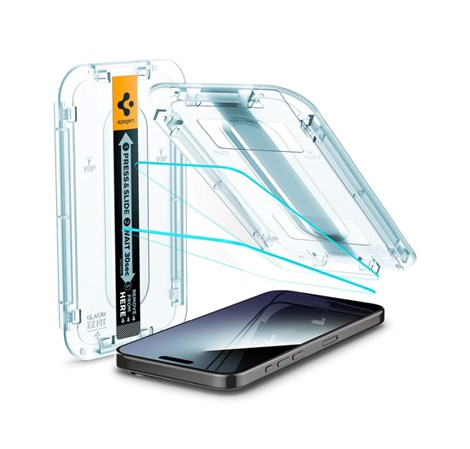 Spigen Glass tR EZ Fit, Transparency, zaštitno staklo za ekran telefona, 2 kom - iPhone 15 Pro (AGL06892)