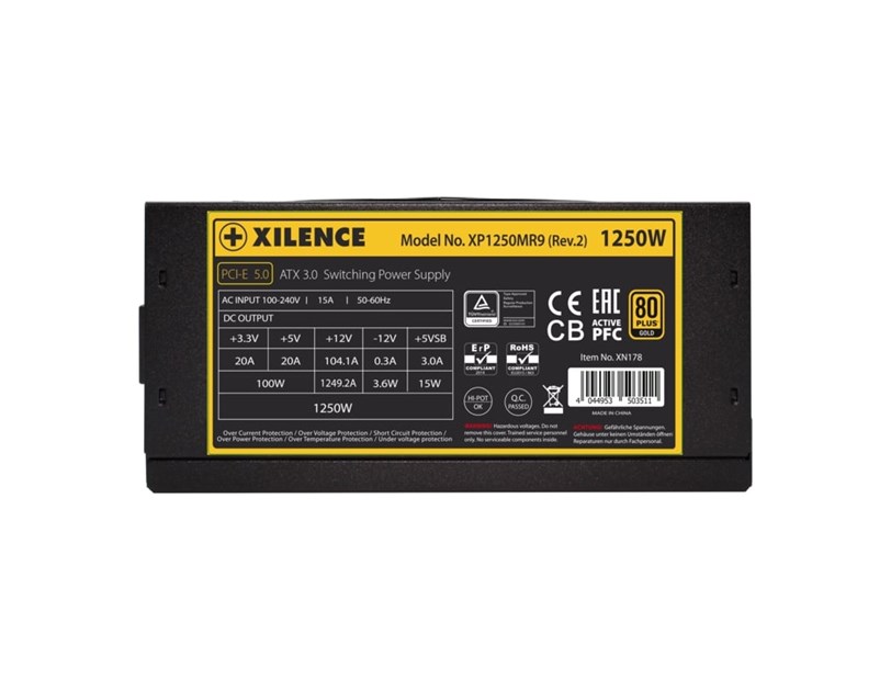 Xilence 1050W Performance X+, ATX 3.0 80+ GOLD, modularno, aktivan PFC, 4×PCIe, 12×SATA, 20+4-pina, 140mm ventilator, crno