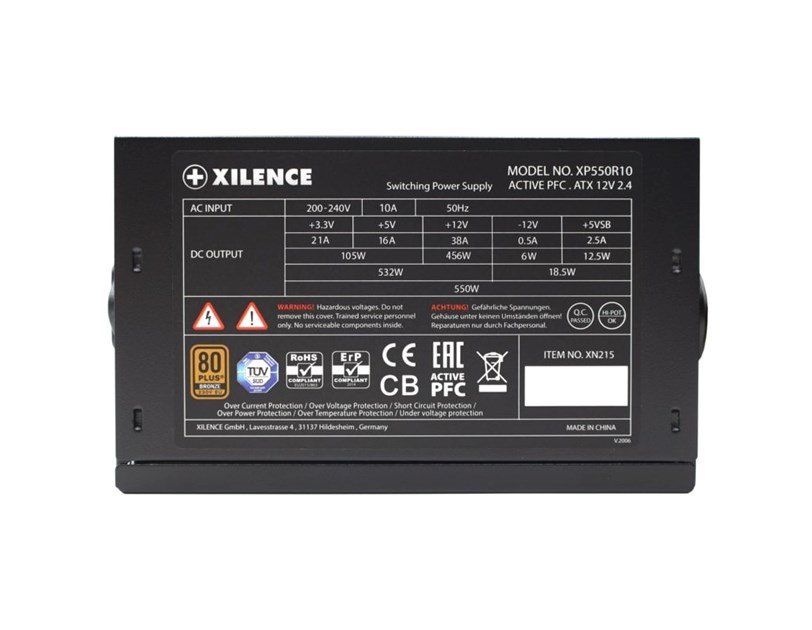 Xilence 550W Gaming, ATX 2.4 80+ BRONZE, aktivan PFC, 2×PCIe, 6×SATA, 20+4-pina, 120mm ventilator, crno