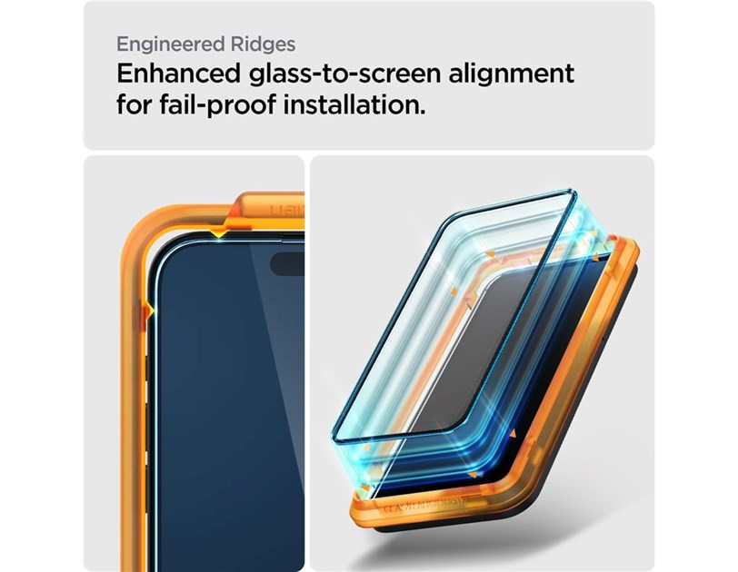 Spigen Glass tR AlignMaster, zaštitno staklo za ekran telefona, 2 kom, FC crni - iPhone 15 Plus (AGL06886)