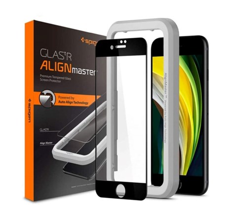 Spigen AlignMaster FC, zaštitno staklo za ekran telefona + okvir za instalaciju - iPhone SE (2022/2020)/8/7 (AGL01294)