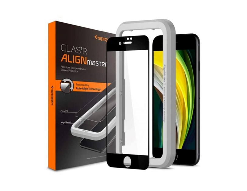 Spigen AlignMaster FC, zaštitno staklo za ekran telefona + okvir za instalaciju - iPhone SE (2022/2020)/8/7 (AGL01294)