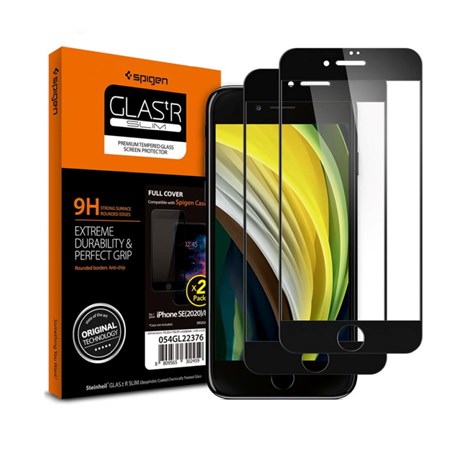 Spigen Glass zaštitno staklo za ekran telefona, 2 kom, crno - iPhone SE (2022/2020)/8/7
