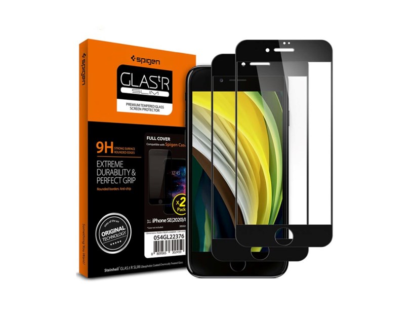 Spigen Glass zaštitno staklo za ekran telefona, 2 kom, crno - iPhone SE (2022/2020)/8/7