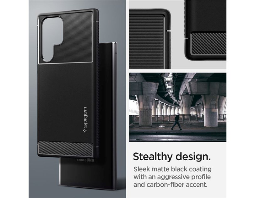 Spigen Rugged Armor, zaštitna maska za telefon, mat crna - Samsung Galaxy S22 Ultra (ACS03914)