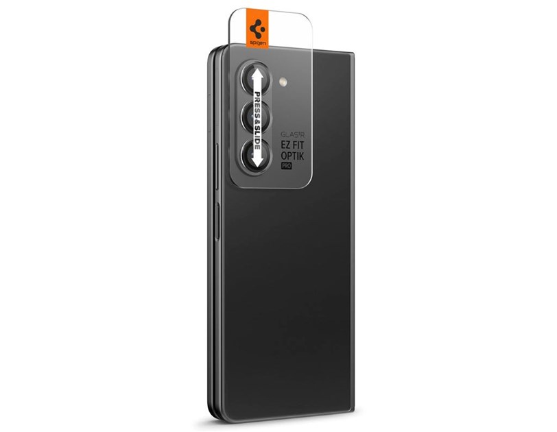 Spigen Glass tR EZ Fit Optik Pro, zaštitno staklo za kameru, 2 kom + okvir za instalaciju, crno - Samsung Galaxy Z Fold5 (AGL06524)