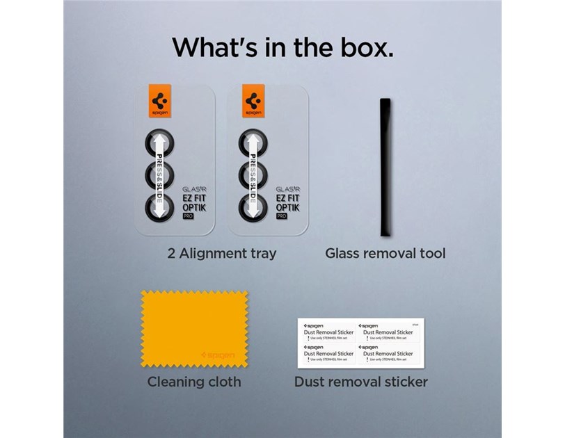 Spigen Glass tR EZ Fit Optik Pro, zaštitno staklo za kameru, 2 kom + okvir za instalaciju, crno - Samsung Galaxy Z Fold5 (AGL06524)