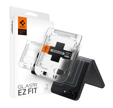 Spigen Glass tR EZ Fit, Transparency, zaštitno staklo za ekran telefona, 2 kom + okvir za instalaciju - Samsung Galaxy Z Flip5 (AGL06525)