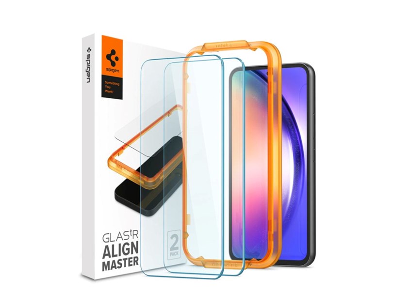 Spigen Glass Align Master Clear, zaštitno staklo za ekran telefona, 2 kom + okvir za instalaciju - Samsung Galaxy A54 5G (AGL05966) 