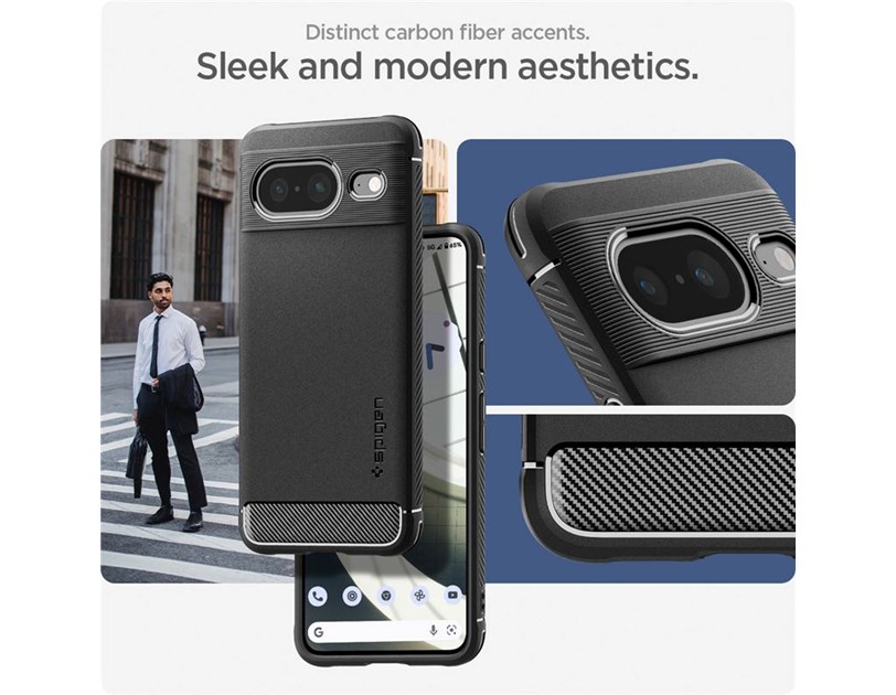 Spigen Rugged Armor, zaštitna maska za telefon, mat crna - Google Pixel 8 (ACS06277)
