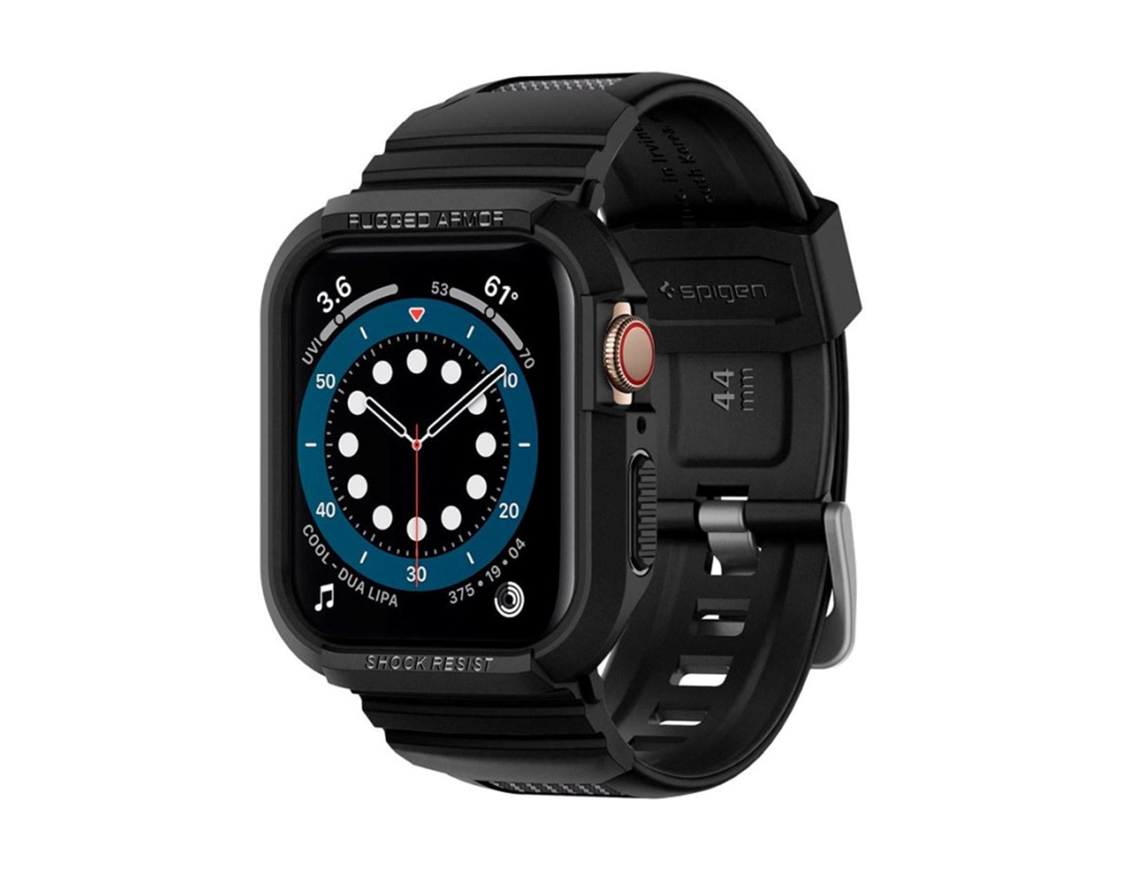 Spigen Rugged Armor Pro, zaštitna maska s remenom za Apple pametni sat, crna - Apple Watch 8/7 (45mm)/SE 2022/6/SE/5/4 (44mm)