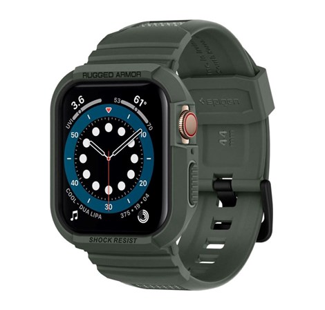 Spigen Rugged Armor Pro, zaštitna maska s remenom za Apple pametni sat, zelena - Apple Watch 8/7 (45mm)/SE 2022/6/SE/5/4 (44mm)