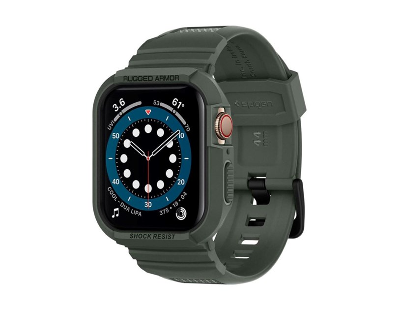 Spigen Rugged Armor Pro, zaštitna maska s remenom za Apple pametni sat, zelena - Apple Watch 8/7 (45mm)/SE 2022/6/SE/5/4 (44mm)