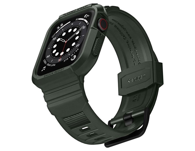 Spigen Rugged Armor Pro, zaštitna maska s remenom za Apple pametni sat, zelena - Apple Watch 8/7 (45mm)/SE 2022/6/SE/5/4 (44mm)