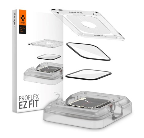 Spigen ProFlex EZ Fit, zaštitno staklo za Apple pametni sat, 2 kom + okvir za poravnanje - Apple Watch 9/8/7 45mm (AFL04051)