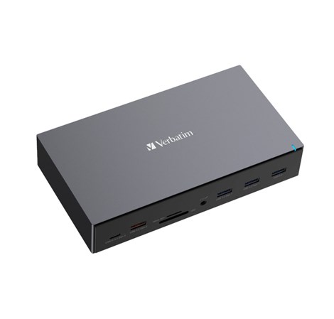 Verbatim CDS-17 portni USB-C Pro Docking Station HDMI do 8K | 2 x HDMI do 4K | 2 x DP | RJ45 | USB-A 3.2 | 2 x USB-A 3.0 | 2 x USB-A 2.0 | USB-C® 3.2 | SD | microSD | Audio | DC napajanje | USB-C Host