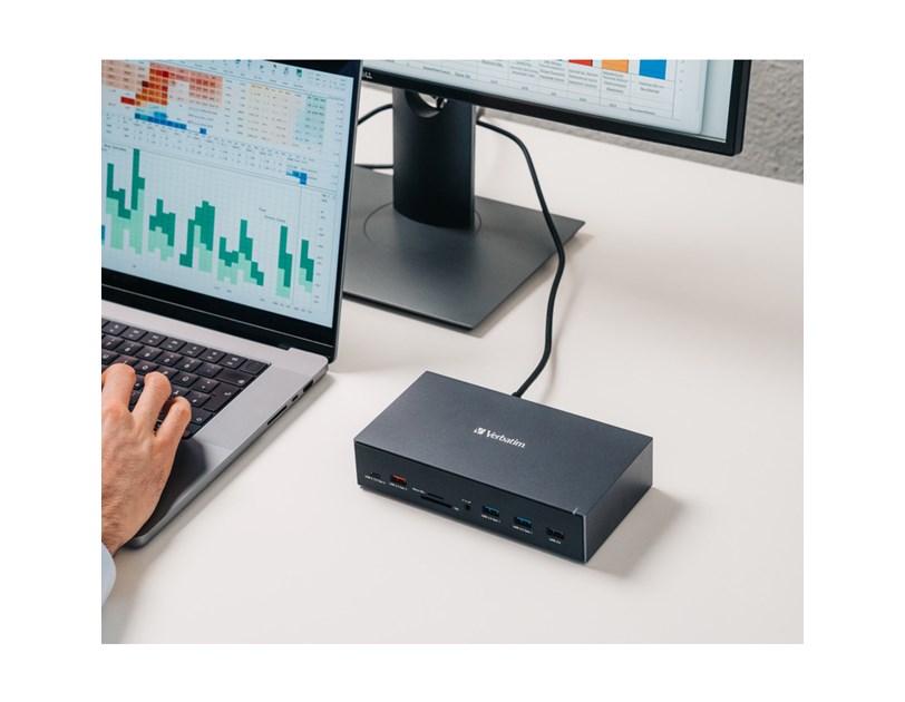 Verbatim CDS-17 portni USB-C Pro Docking Station HDMI do 8K | 2 x HDMI do 4K | 2 x DP | RJ45 | USB-A 3.2 | 2 x USB-A 3.0 | 2 x USB-A 2.0 | USB-C® 3.2 | SD | microSD | Audio | DC napajanje | USB-C Host