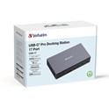 Verbatim CDS-17 portni USB-C Pro Docking Station HDMI do 8K | 2 x HDMI do 4K | 2 x DP | RJ45 | USB-A 3.2 | 2 x USB-A 3.0 | 2 x USB-A 2.0 | USB-C® 3.2 | SD | microSD | Audio | DC napajanje | USB-C Host