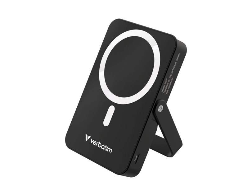 Verbatim Charge ‘n’ Go 10000mAh Powerbank sa stalkom 15W magnetsko bežično punjenje i 20W USB-C , crni