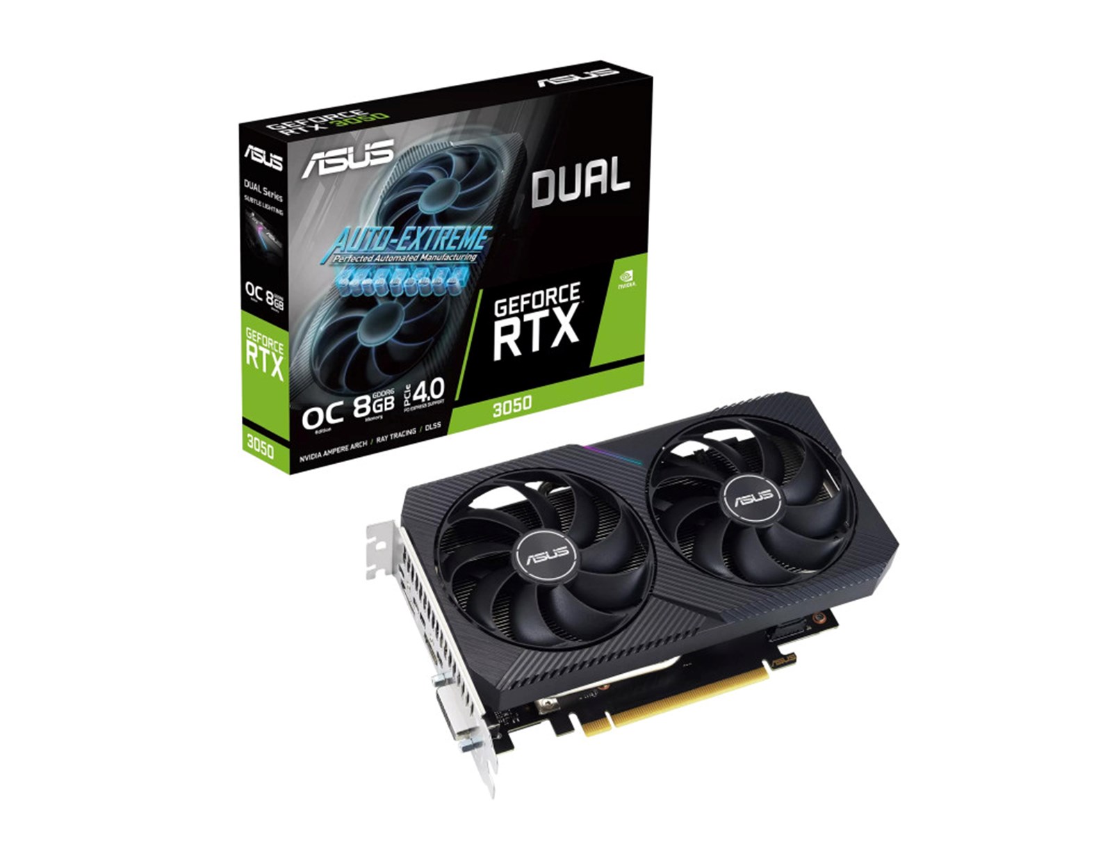 Asus Dual GeForce RTX 3050 OC Edition 8GB GDDR6/128-bit, PCIe 4.0, HDMI/DP/DVI (DUAL-RTX3050-O8G-V2)