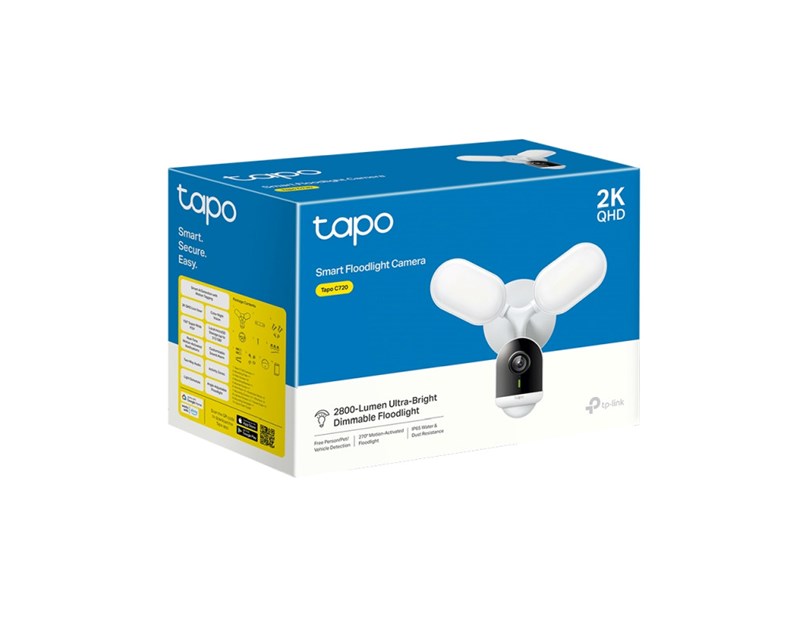 TP-Link Tapo C720 Smart Floodlight kamera 2K QHD, H.264, 2.4 GHz, 2800 Lm, dvosmjerni audio, detekcija pokreta, IP65