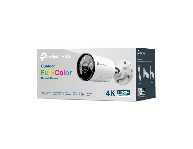TP-Link VIGI InSight S385 Full color kamera 4K 8MP, Pan/Tilt/Rotation, H.265+, 4mm leća, RJ45, Night Vision, microSD, dvosmjerni audio, detekcija pokreta, vodootporna IP67, VIGI app