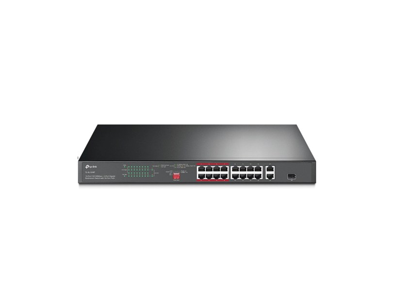 TP-Link 16-Port PoE+ Smart preklopnik (Switch), 24×10/100M, 2×G-LAN, 1×G SFP (250W)