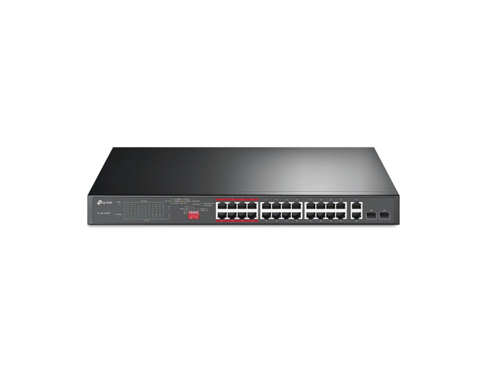 TP-Link TL-SL1226P 24-Port PoE+ Smart preklopnik (Switch), 24×10/100M, 2×G-LAN, 2×G SFP (250W)