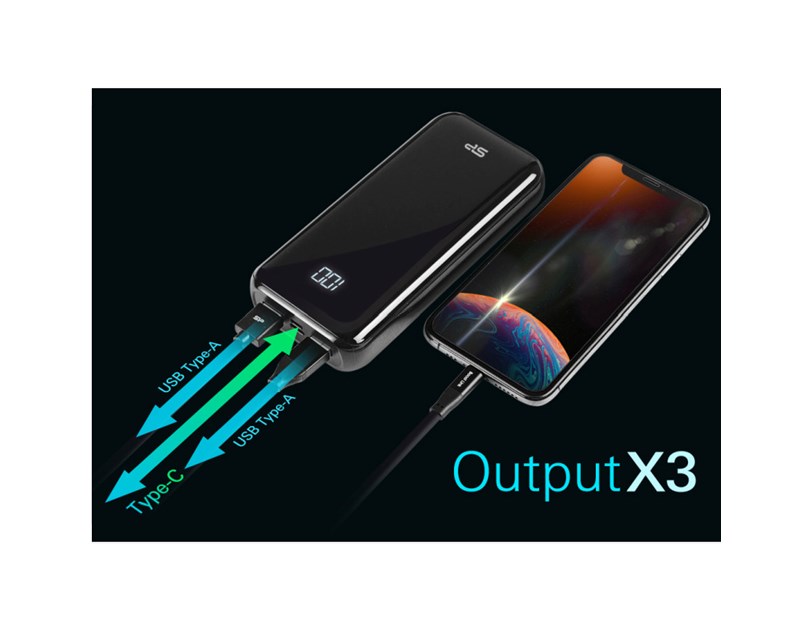 Silicon Power punjač Powerbank QS28, 20000mAh, 18W, 2×USB-A (QC3.0)/1×USB-C (PD)/Micro USB, crni