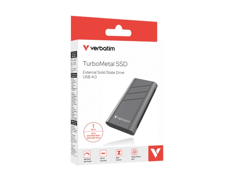 Verbatim TurboMetal 1TB SSD USB4 vanjski disk, R/W: 3700/3600 MB/s