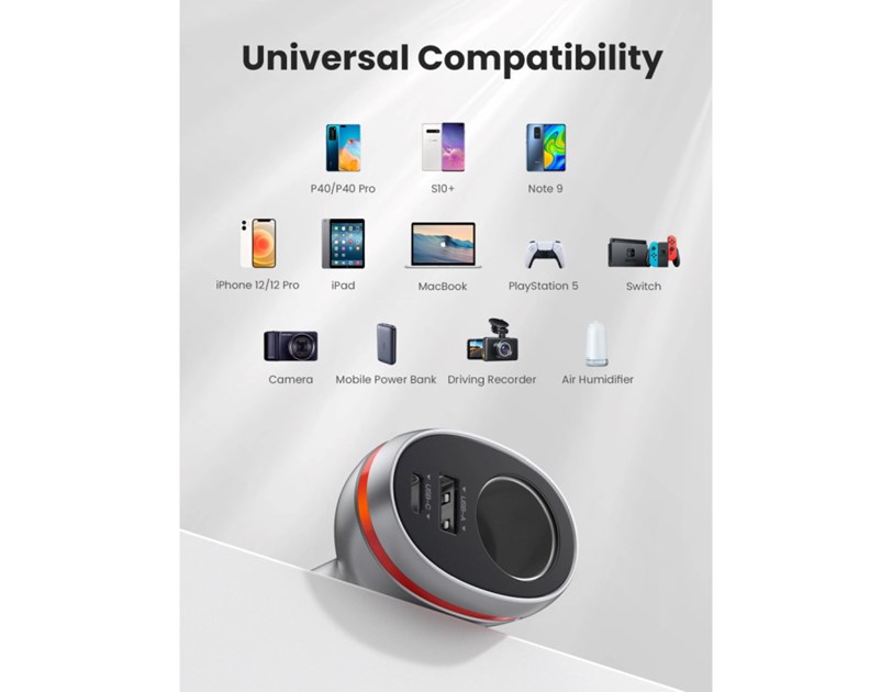 UGREEN auto punjač 84W, USB-C, USB-A, PD, QC 4.0, srebrni