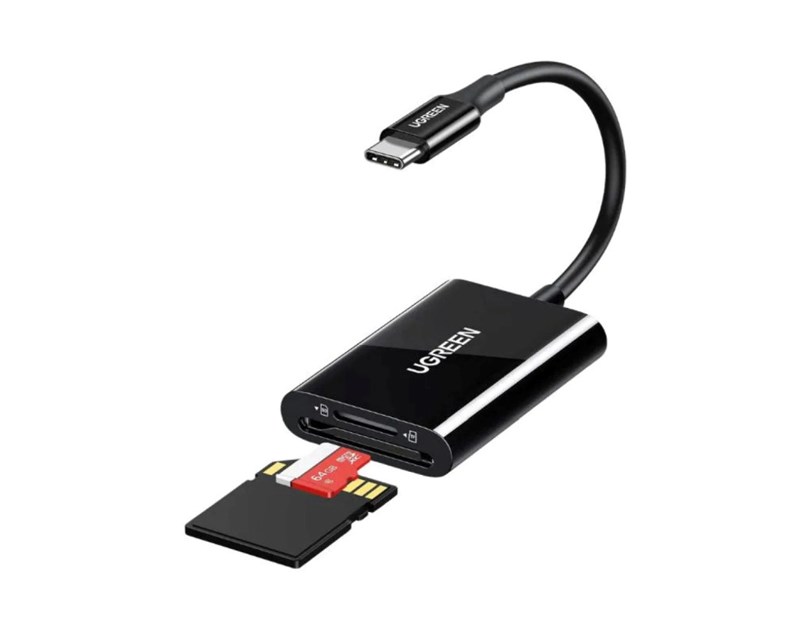 UGREEN čitač memorijskih kartica, TF/SD/MicroSD kartice, USB-C, 15cm, crni