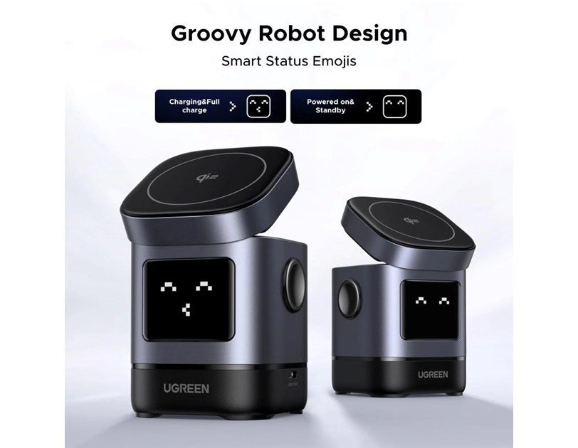 UGREEN Robot Uno bežićni kućni punjač, 15W, sivi
