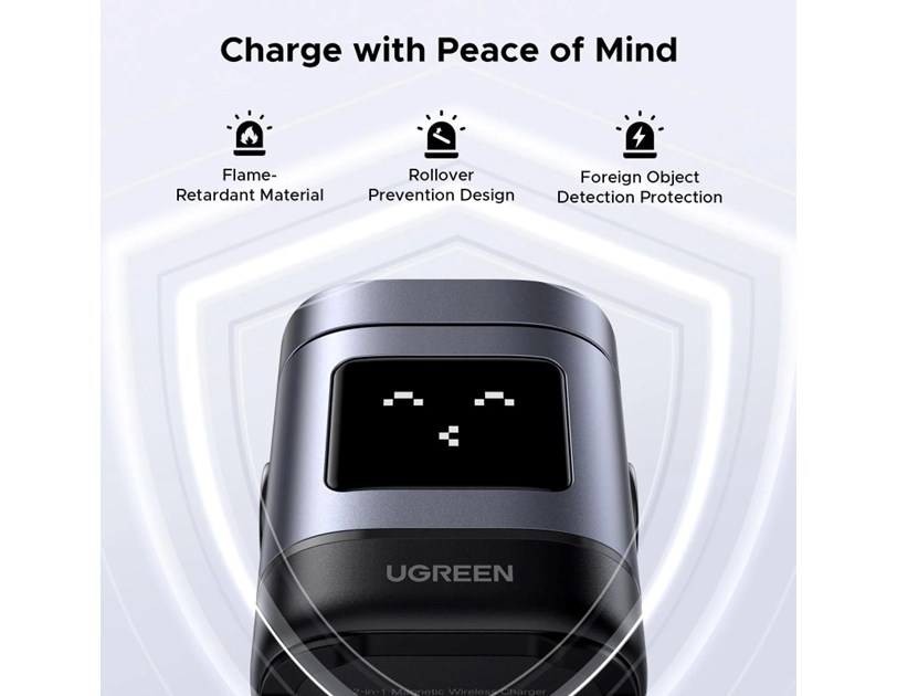 UGREEN Robot Uno bežićni kućni punjač, 15W, sivi